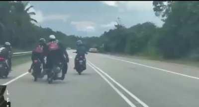 Biker Becomes Human Avalanche