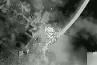 Ru Pov: Destruction of an Ukrainian APC with Lancet loitering munition in the border area of the Kursk region