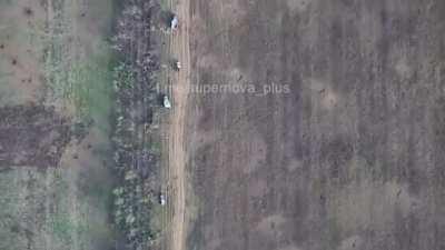 RU pov: Video shared by UA telegram shows destroyed UA column