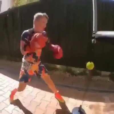 This improvised piece of boxing equipment