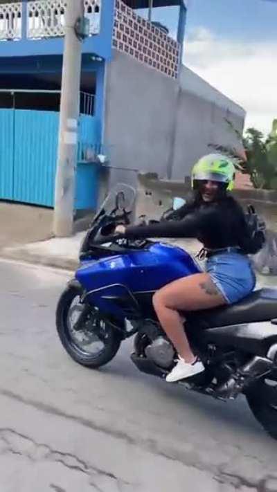 WCGW Trying to look cute while riding a motorcycle and crashing it
