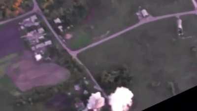 Russians trying to disguise their tanks in the trees. Adviivka direction, Ukraine (music from the source)