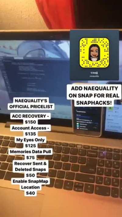 Hit @naequality on Snapchat to order account access , account recovery, my eyes only , memories data pull, recover sent & deleted snaps & more! Telegram Group link in comments below 👇