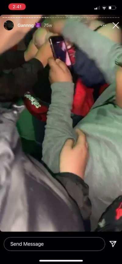 Listen to her scream twice, she’s loving the attention from showing those tits