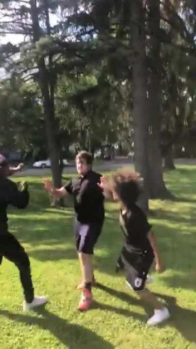 Long story short white dude was walking away already and came back because someone called him a bitch And he wanted to act tuff and got jumped