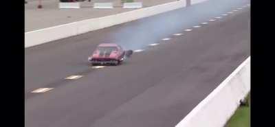 When engineering controls work: parachute fails and top fuel funny car goes straight into safety net