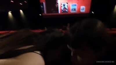 We couldn't resist sucking his dick at the movie theater (oc)