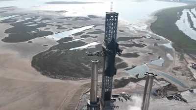 Ship 24 stacked on Super Heavy Booster 7 at Starbase in Texas