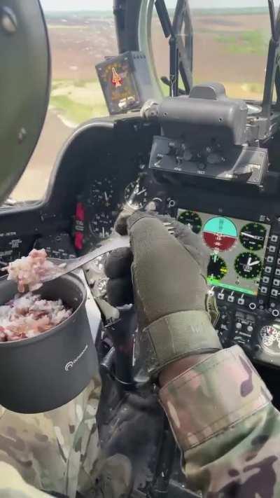 Eating on the flight.