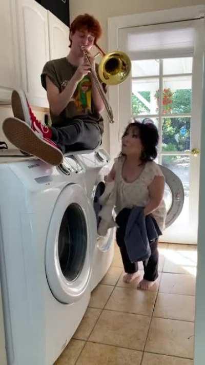 Sound effecting his mom