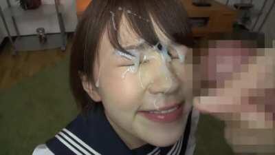 Thick facial for cute student