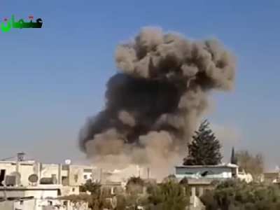 Opposition anti-air technical duels with SyAAF planes as bombs land nearby - 11/21/2013