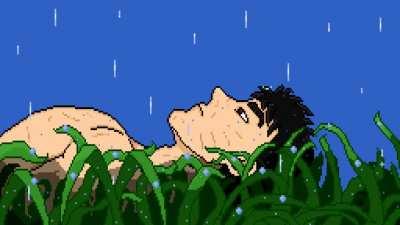 Guts lets you have an insight on his depression in 8bit