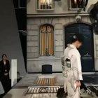 A giant mirror giving the illusion of walking on a wall