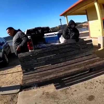 Kyle is a local and very upset someone beat him to his fishing spot.