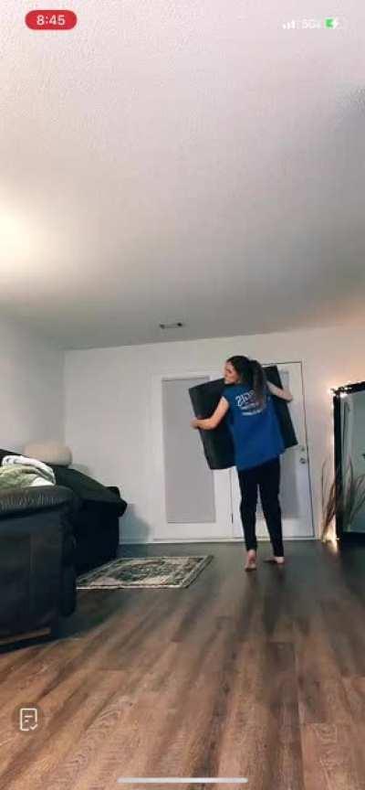 Never wears a bra and is also so damn close to slipping but never does