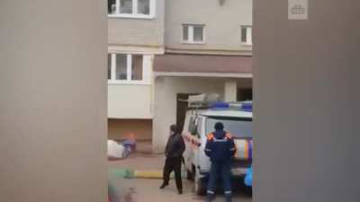 A woman throws a cat at a moose. Everything is fine.