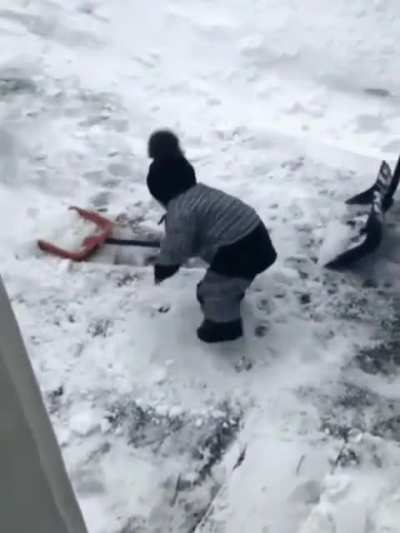 Man plants baby into the snow