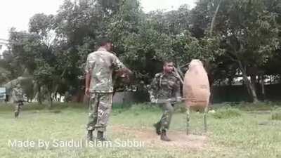 Bangladeshi army bayonet training.