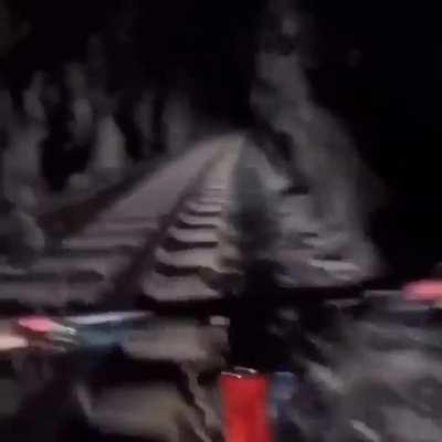 Cycling down this tunnel nearly causes this guy to get killed