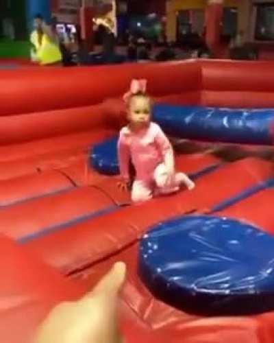 Girl Gets sweeped by the sweeper!