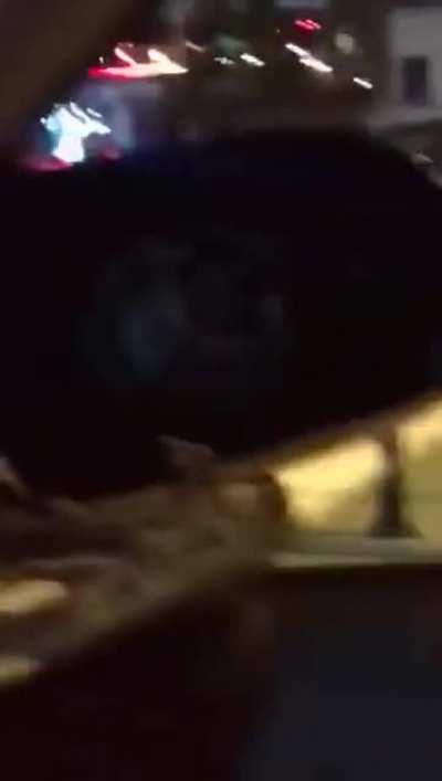 Guy with road rage breaks side mirror.