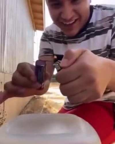 I couldn't crosspost on mobile this was from r/dumbasseswithlighters