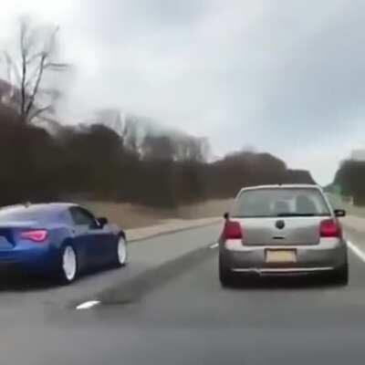 Truck driver breaking up the race.