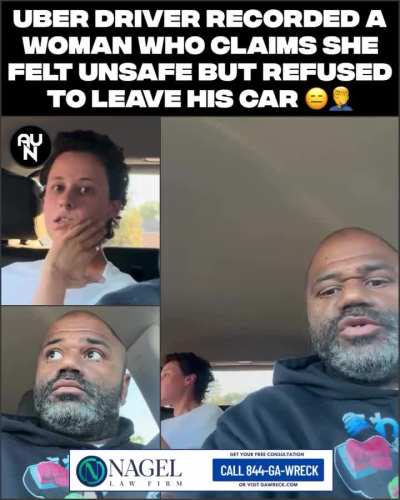 Uber driver records a woman who claims she felt unsafe but refused to leave his car 😳 Thoughts? 👀