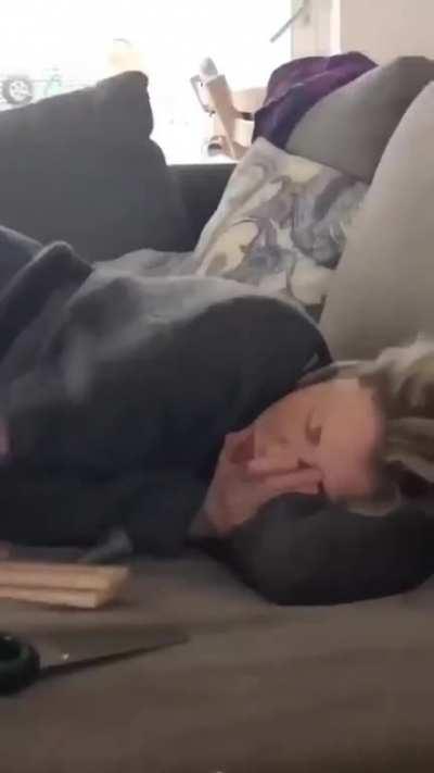 Poor mom thought she could rest for a bit