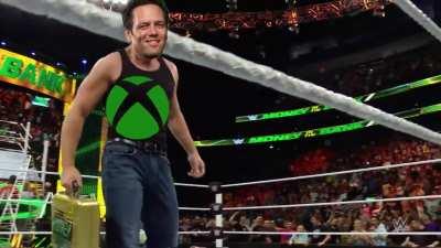 Phil Spencer coming in with the stacks of cash