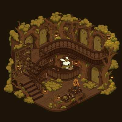 The Woodland Hotel. Made using Aseprite, 28 frames!