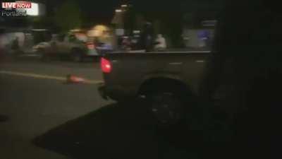 Protesters attack mans truck he gives a short interview at the end - Portland night 70