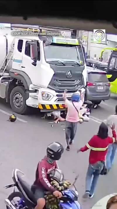 Cutting across a truck's blind spot