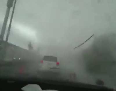 Tornado forms on car while driving