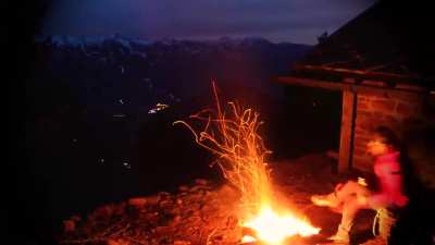 cabin + fireplace timelapse: from dusk till dawn in the italian alps (Lagorai, Trentino)