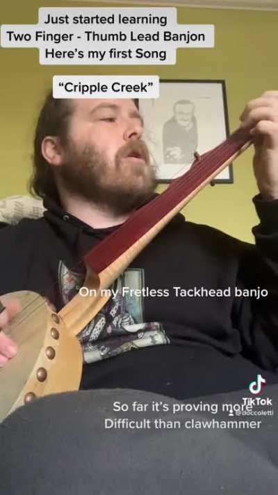 Learning a new style of banjo on my old fretless