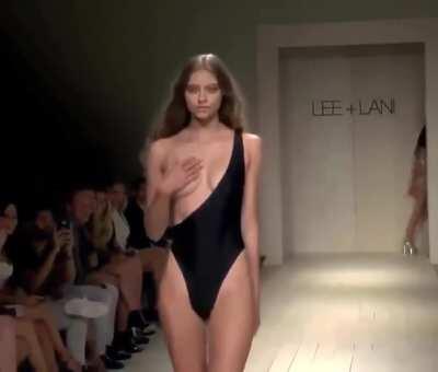 Modeling Swimsuits On The Catwalk And Dat Surprise Bewb