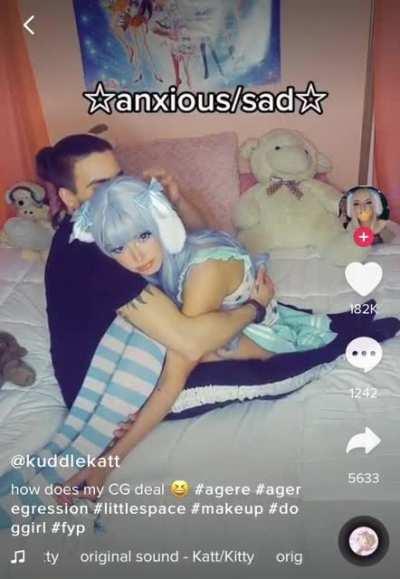 Pony tail skinny legs playing little space with blue wig skinny legs 🤢