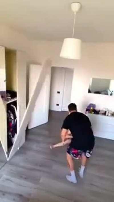 Cheerleading practice indoors