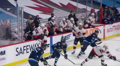 Brady Tkachuk misses his man, ends up benching himself