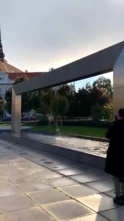 This clock in Brno, Czech Republic is a waterfall clock. The amount of each water line is controlled by a computer. By controlling the length of the lines, pictures and numbers are displayed in the air.