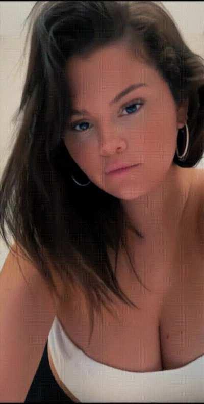 Selena Gomez gives you this look after telling you that she will dominate you the whole night & making you call her 