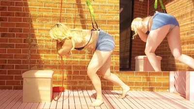 Experimenting with a rope for a hanging wedgie 