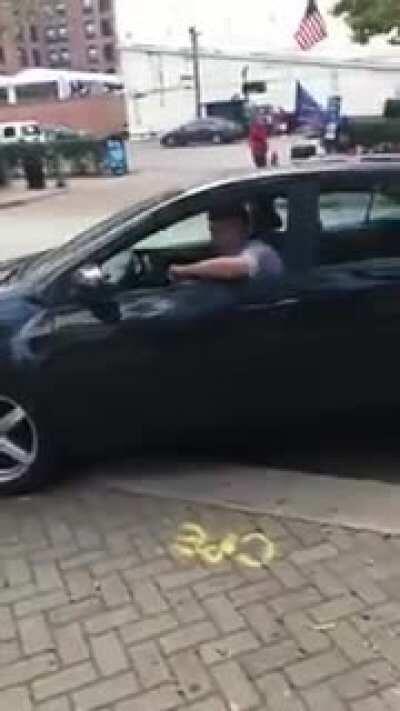 Idiot Tries to steal a banner...