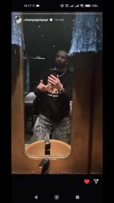 Drake singing Through The Wire by Kanye on ig story