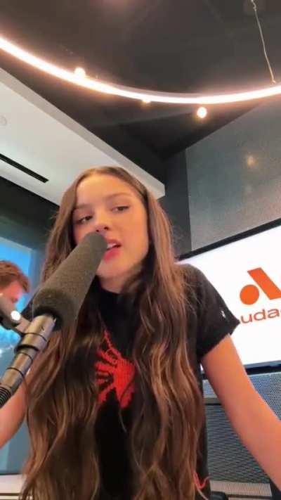 Olivia introducing Vampire on the radio-via LiviesHQ on tik tok