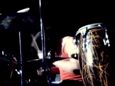 John Bonham of Led Zeppelin going ballistic as usual during his solo of 