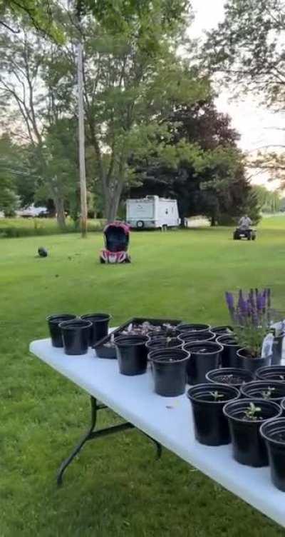 Running over cart with ATV