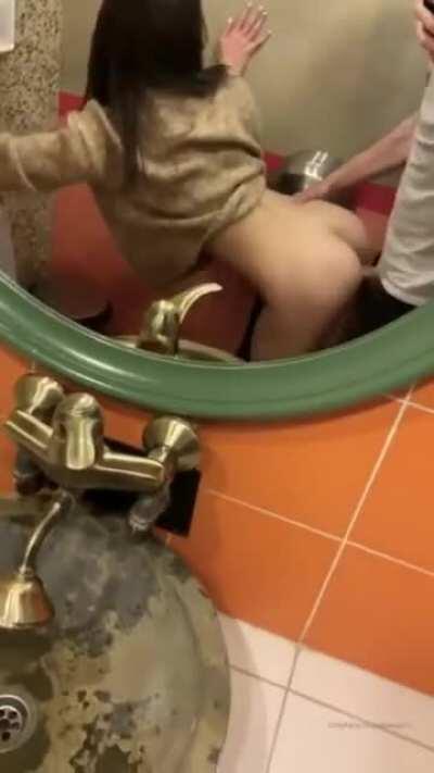 Tiny Asian in a Public Restroom